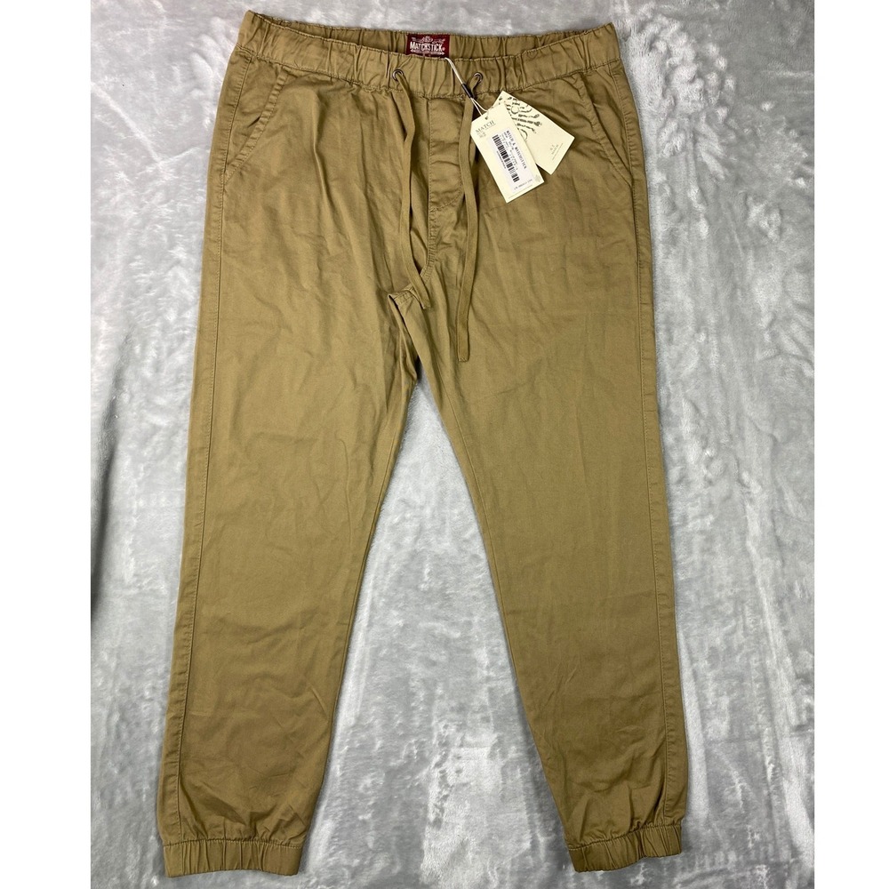 Matchstick Jogger Pants Mens XXL/36 British Khaki 6058 New With Tags Cotton